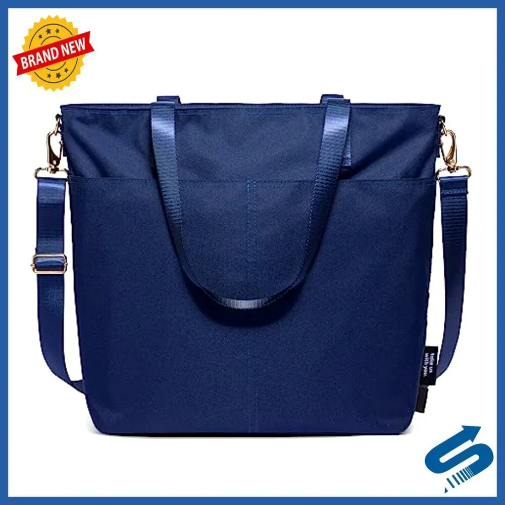 Durable Water Resistant Tote Bag with Laptop Sleeve Adjustable Crossbody Strap
